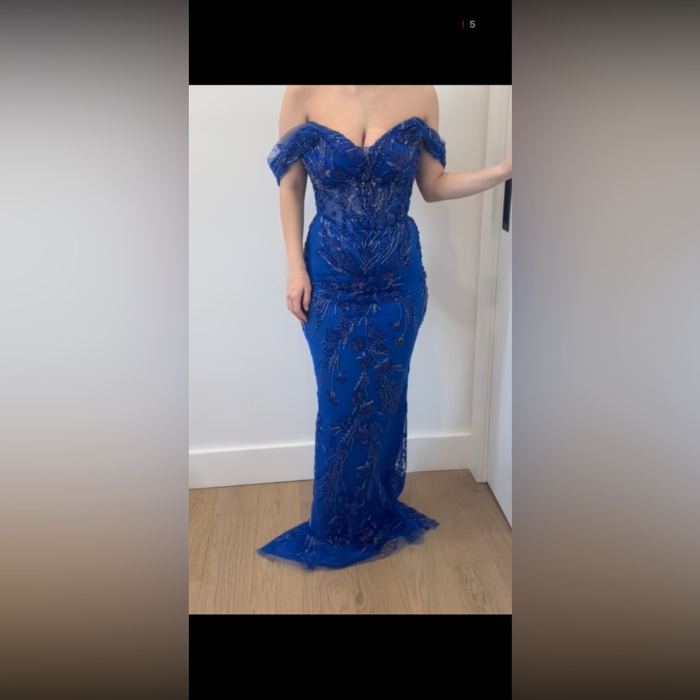 Corset Beaded Royal Blue Evening Gown - Custom Made in Kosovo